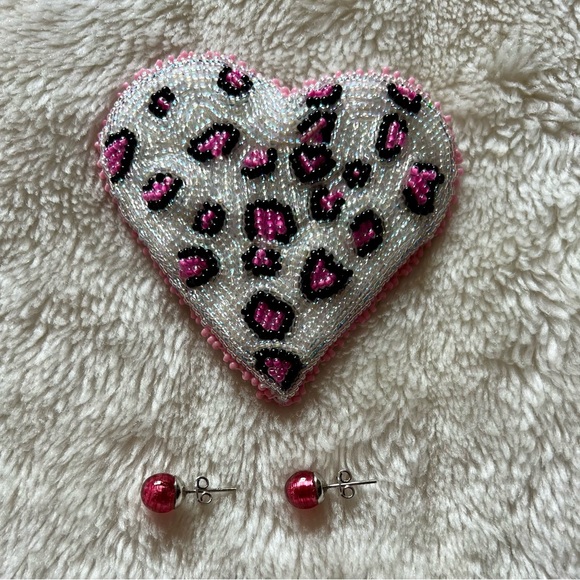 Pink Murano Glass and Sterling Silver Stud Earrings - Picture 3 of 4